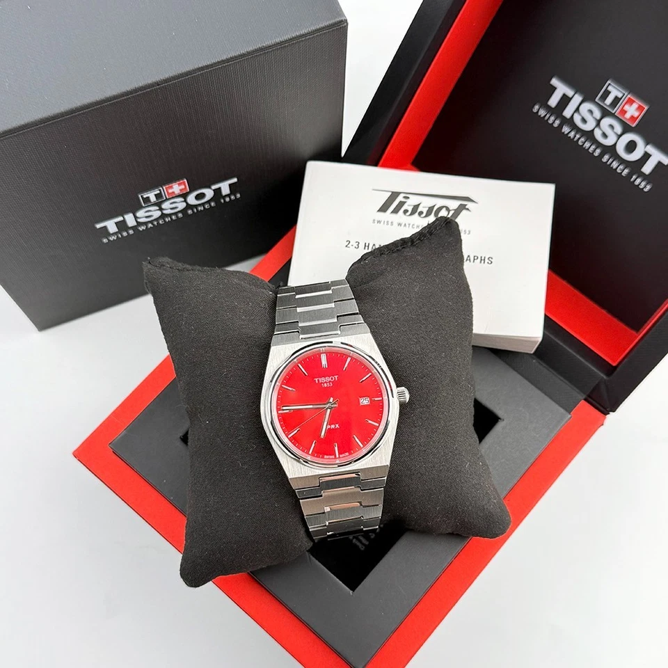 Men's Tissot PRX T137.410.11.421.00 Red Dial Stainless Quartz Watch 40mm - Image 1 of 4