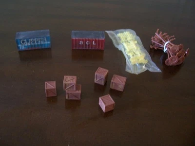 Vintage Train Accessories HO Scale Electric Poles, Train Signs Crates Containers - Image 1 of 4