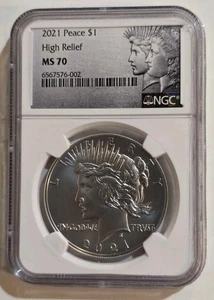 2021 Peace Silver Dollar High Relief 100th Anniversary NGC MS70 - Picture 1 of 4