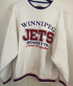 Rare VTG Mondetta Winnipeg Jets Hockey Embroidered NHL Sweatshirt XL/TG 1980’s - Picture 1 of 11