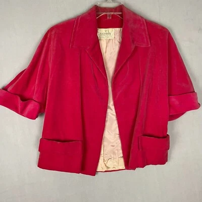 Chaqueta vintage para mujer Razook de terciopelo rosa a cuadros medidas bolsillos Foto 1 de 4
