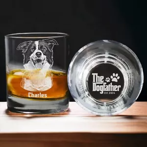 Custom Whiskey Glass With Dog Photo -Personalized Fathers Day Gift for Dogfather - Picture 1 of 5