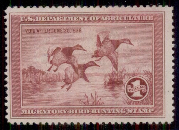 US #RW2, $1.00 Canvasbacks, og, LH, VF, Scott $375.00 - Image 1 of 1