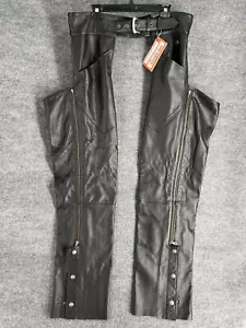 Harley-Davidson Roadworthy Chaps Men Size XL Black Leather Lined Leg Zip Button - Bild 1 von 17