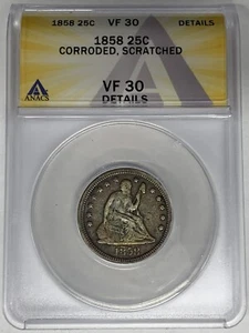 Quartiere Liberty 1858 seduto ANACS VF 30 dettagli corroso graffiato - Foto 1 di 2