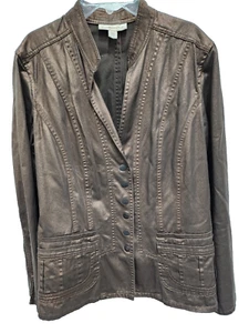 Coldwater Creek Womens Bronze Metallic Jacket Size 12 Carrier Academia Classic - Picture 1 of 9