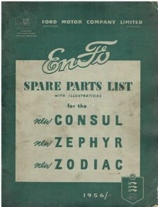 FORD CONSUL Mk2 , ZEPHYR Mk2 & ZODIAC MK2 SALOON 1956- FACTORY PARTS CATALOGUE - Picture 1 of 1