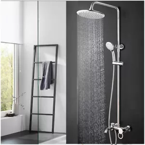 Juego de grifos de ducha de cabeza de lluvia redonda de baño mezcladora de cromo unidad de pulverización manual - Imagen 1 de 11