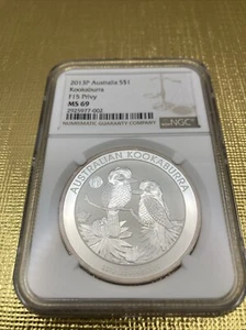2013 P AUSTRALIA S$1 Kookaburra F15 PRIVY NGC MS69 - Picture 1 of 4