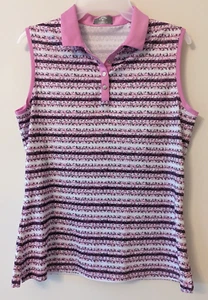 Callaway Polo Golf Shirt Women's Medium Pink Purple Sleeveless 1/4 Button Up - Picture 1 of 6