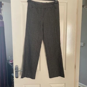 Monsoon Grey Wool Blend Wide Leg Smart Office Workwear Trousers Size 8 VGC - Picture 1 of 9