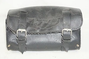 8” Harley Davidson Leather Eagle Logo Handlebar Fork Utility Tool Bag Pouch Bag - Picture 1 of 5