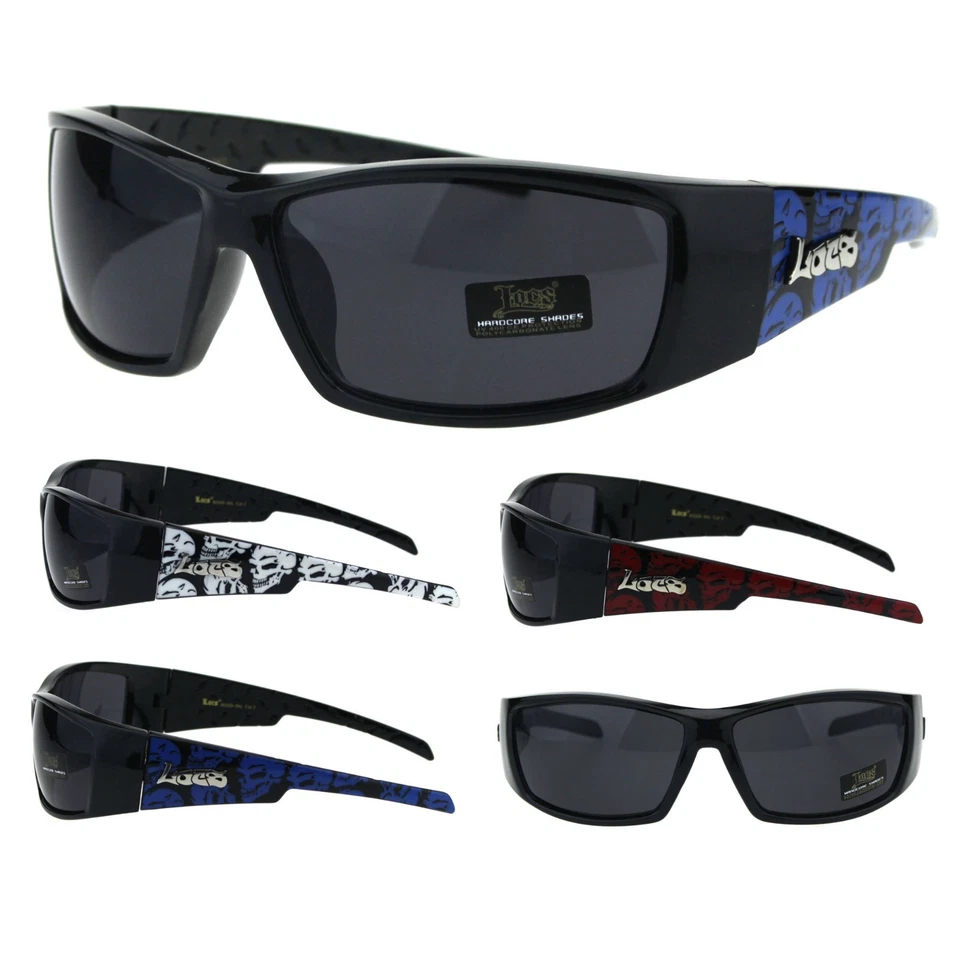 Locs Hombre Calavera Estampado Cholo Tejida Motero Plástico Deporte Gafas de Sol - Imagen 1 de 1