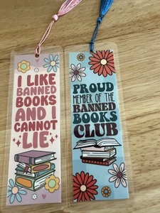BANNED BOOKS BOOKMARKS Laminated Set of Two (B) - Picture 1 of 2