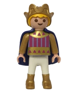 Playmobil Royal Medieval Boy Prince golden crown w/ blue layer - C33 - Picture 1 of 3