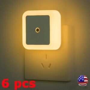 Plug-In Night Light Warm White LED Nightlight Dusk-To-Dawn Sensor USA