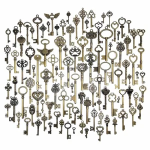 107pc Mix Retro Antique Vintage Old Look Decorative Key Charms Jewelry Pendant N - Picture 1 of 6