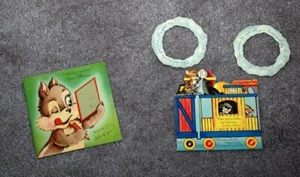 2 VTG 1950s GET WELL CARDS FOR KIDS GET WELL TRAIN,TRACE AWAY YOUR ILLNESS, USA - Picture 1 of 8