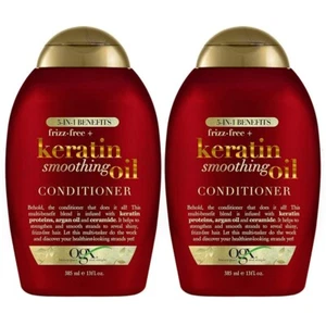 OGX Frizz-Free + Keratin Smoothing Oil Conditioner 5-in-1 13oz Lot of 2 - Picture 1 of 7
