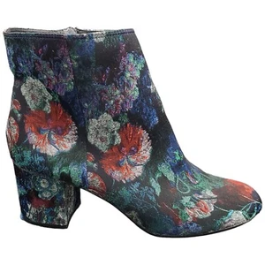 Zigi Soho Nydia Ankle Booties Boots Womens Size 9 Black Multi Floral Side Zipper - Picture 1 of 14
