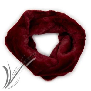Scaldacollo di pelliccia rosso ecologica da donna bordeaux sciarpa ad anello - Foto 1 di 1