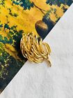 Christian Dior Grosse 1963 Vintage Wave Swirl Leaf Dandelion Branch Brooch Gold