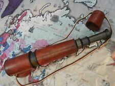 Antique Nautical Brass Telescope With Leather Grip Marine Collectible Decorative