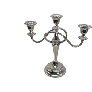 Vintage Lanthe England Silver Plate Candle Holder 2 Arm Candelabra Mid Century - Picture 1 of 24