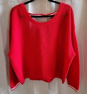 Daily Practice Anthropologie Pullover Large rot Burnout Streifen maritim Y2K 17338 - Bild 1 von 8