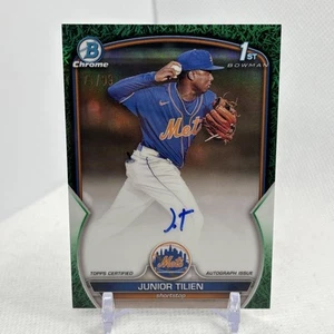 2023 Bowman Chrome Junior Tilien Green Grass Refractor Auto /99 Rookie RC Mets - Picture 1 of 6