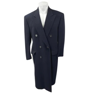 Paul Stuart 100% Wool Blue Long Sleeve Double Breasted Blazer Overcoat Jacket M - Picture 1 of 5