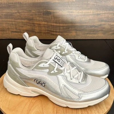 Zapatilla deportiva para caminar Ryka repelente al agua con cordones - plateada talla 8,5 ancha a687280 nueva sin caja Foto 1 de 4