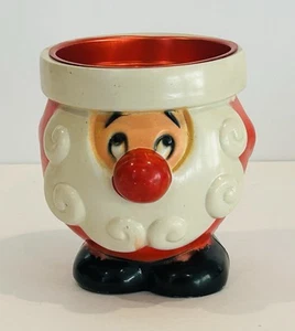 Vintage Chubby Red Santa Claus Plastic Pillar Candle Christmas Blow Mold Holder - Picture 1 of 8