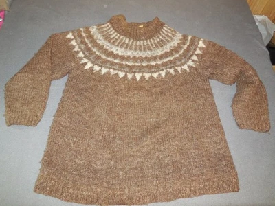 DH5 Ahuriri Hand Knit Hand Spun Wool Brown cottage Hippy Cardigan Sweater Sz L - Image 1 of 4