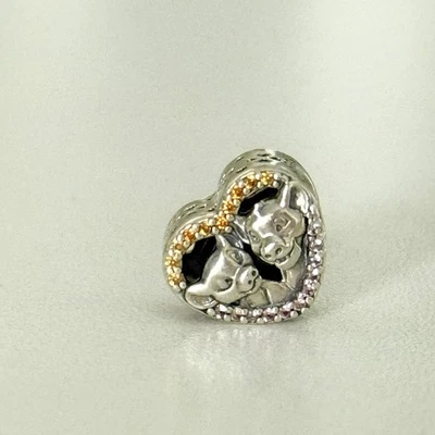 Pandora Disney Sterling Silver The Lion King Simba & Nala CZ Heart Bead Charm - Image 1 of 4