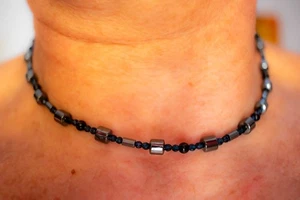 Collana uomo donna, pietre dure, giada, quarzo, turchese, ematite, 044. - Foto 1 di 7