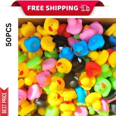 50pcs Rubber Ducks in Bulk,Assortment Duckies for Jeep Ducking Floater Bath Toys - Image 1 of 4