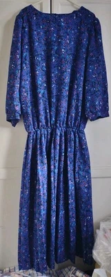 Berkertex Occasions Size 18 Floral blue/pink/turquoise Dress sleeve 3/4 length - Image 1 of 4