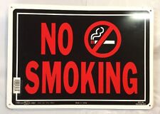 No Smoking Sign Sturdy Metal Aluminum Hillman Signs 840149 OSHA Black/Red 