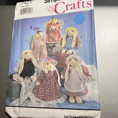 SOCK BUNNY & CLOTHES Vintage SIMPLICITY 7421 CRAFTS Sewing Pattern UNCUT - Image 1 of 4