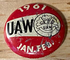 Vintage 1961 UAW Button Pin 1" round Chicago Made in USA
