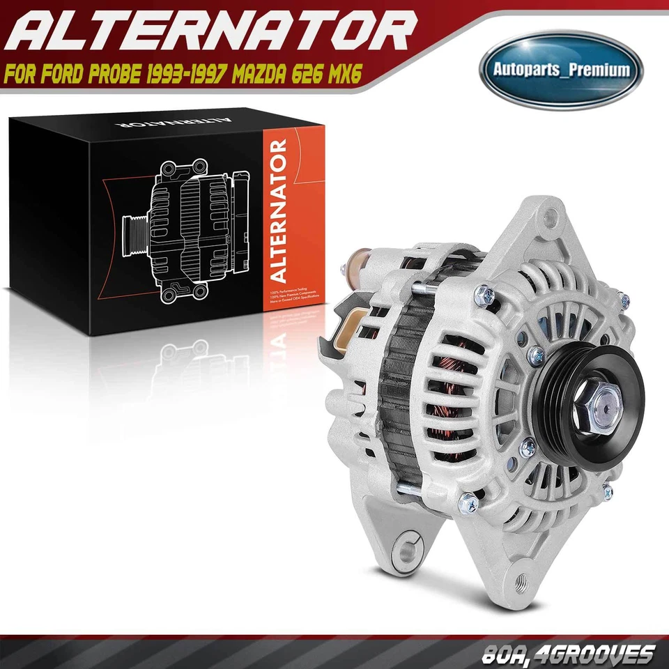 Alternador para Ford Probe 1993-1997 Mazda 626 1993-2002 L4 2,0 L 80A CW 4 ranuras Foto 1 de 4