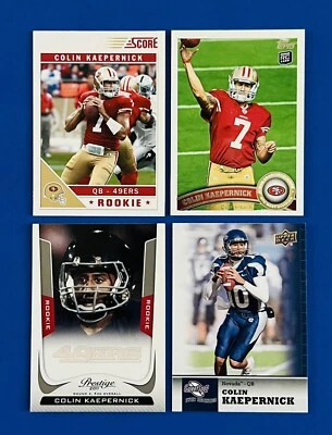 (4)  2011 Topps, Score, UD & Prestige Colin Kaepernick Football Rookie Cards - Image 1 of 4
