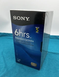 Paquete de 5 cintas VHS VCR en blanco Sony Premium Grade T-120 (6 horas) NUEVO SELLADO - Imagen 1 de 5