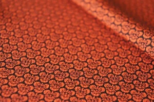 Authentic Japanese Vintage Silk Kimono Fabric- Orange Red Floral 162cm(63") - Picture 1 of 10