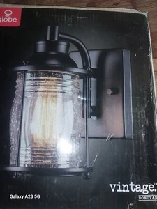 Außenwandleuchte Vintage Kugel elektrisch 1-hellig dunkle Bronze Samenglas - Bild 1 von 3