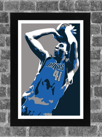 Dallas Mavericks Dirk Nowitzki Portrait Sports Print Art 11x17 Cover