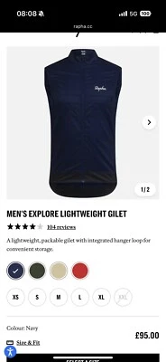 Rapha Explore Lightweight Cycling Gilet, Size Medium (men), Blue, RRP £95 - Image 1 of 3