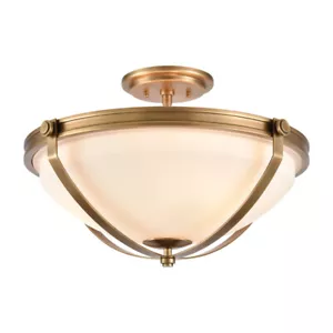 ELK Lighting Connelly 3-Light Semi Flush, Natural Brass/Frosted Glass - Picture 1 of 3