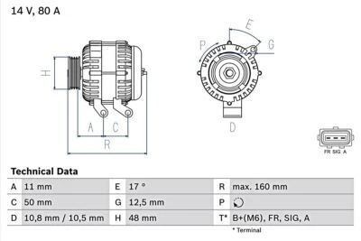 Alternador BOSCH para Ford Focus Turnier 98-05 0986044701 Foto 1 de 4